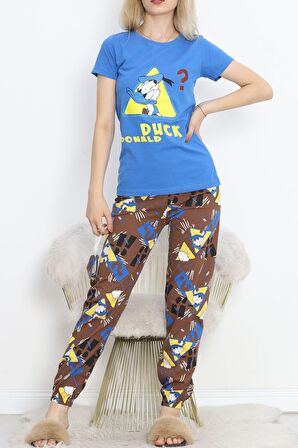 Buyers Butik Paça Lastikli Pijama Takımı Mavi - 18736.1567.