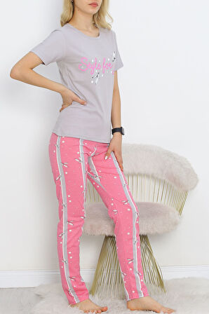 Buyers Butik Desenli Pijama Takımı Gri - 18964.1567.