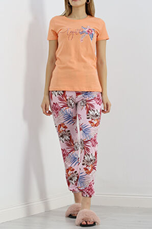 Buyers Butik Desenli Pijama Takımı Somon - 18964.1567.