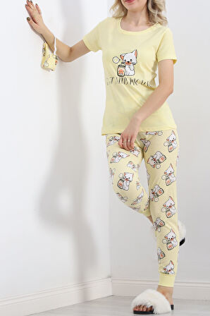 Buyers Butik Desenli Pijama Takımı Sarı - 18964.1567.