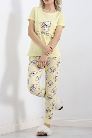 Buyers Butik Desenli Pijama Takımı Sarı - 18964.1567.