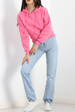 Buyers Butik Kapşonlu Crop Sweat Pembe - 20959.1878.