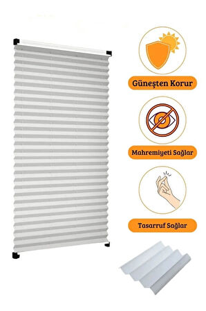 Beyaz Plise Perde Katlanır Cam Balkon Perdesi - Ofis Perdesi - Mutfak Perdesi