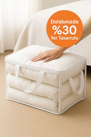 Şeffaf Kapaklı Hurç – 28x32x15 cm Orta Boy Dolap İçi Kıyafet ve Havlu Düzenleyici
