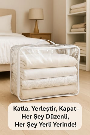 Şeffaf Kapaklı Hurç – 28x32x15 cm Orta Boy Dolap İçi Kıyafet ve Havlu Düzenleyici