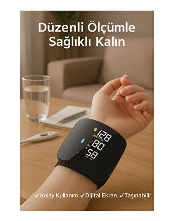 Renkli LCD Ekranlı Bilekten Tansiyon Aleti – Taşınabilir ve Kolay Kullanım Tansiyon Aleti