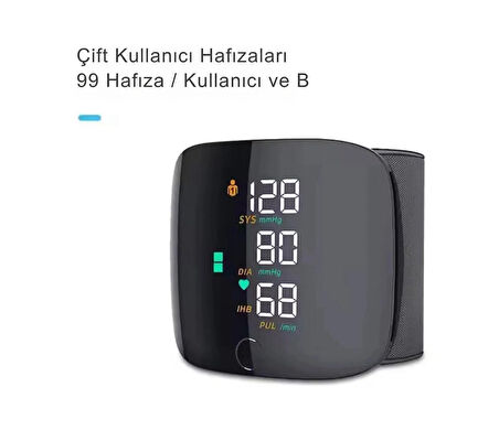 Renkli LCD Ekranlı Bilekten Tansiyon Aleti – Taşınabilir ve Kolay Kullanım Tansiyon Aleti