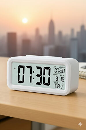Dekoratif Alarmlı Termometreli Işıklı Dijital Çalar Saat