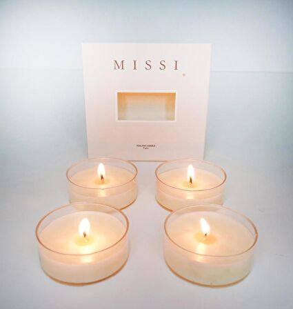 MİSSİ 4LÜ BEYAZ YASEMİN KOKULU BİTKİSEL TEALIGHT MUM SETİ