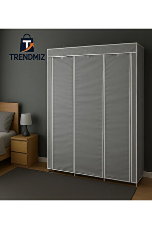 Trendmiz Nar Çok Raflı Bez Dolap | Metal Iskeletli Gardırop | Toz Geçirmez Fermuarlı Hurç Dolap