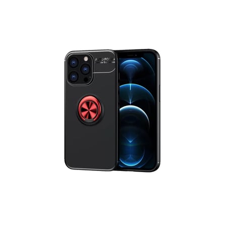 iPhone 13 Pro Kılıf Range Yüzüklü Silikon - Siyah-Kırmızı bzsxx