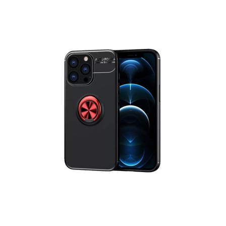 iPhone 13 Pro Kılıf Range Yüzüklü Silikon - Siyah-Kırmızı bzsxx