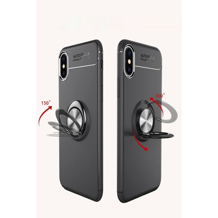 iPhone XS Max Kılıf Range Yüzüklü Silikon - Siyah-Mavi bzsxx