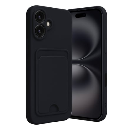 iPhone 16 Kılıf Kelvin Kartvizitli Silikon - Siyah bzsxx