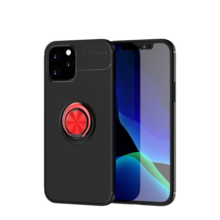 iPhone 12 Kılıf Range Yüzüklü Silikon - Siyah-Kırmızı bzsxx