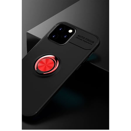 iPhone 12 Kılıf Range Yüzüklü Silikon - Siyah-Kırmızı bzsxx