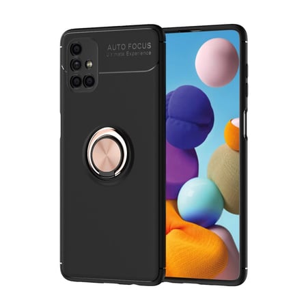 Galaxy M51 Kılıf Range Yüzüklü Silikon - Siyah-Gold bzsxx