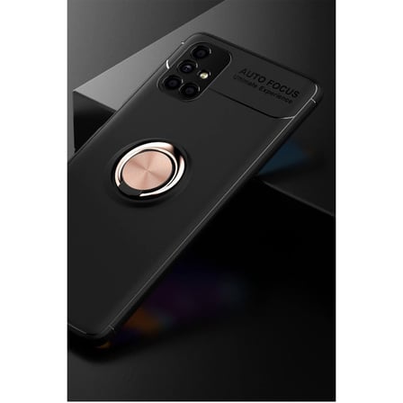 Galaxy M51 Kılıf Range Yüzüklü Silikon - Siyah-Gold bzsxx