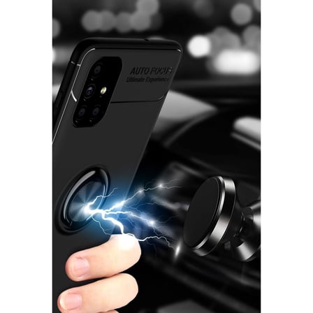 Galaxy M51 Kılıf Range Yüzüklü Silikon - Siyah-Gold bzsxx