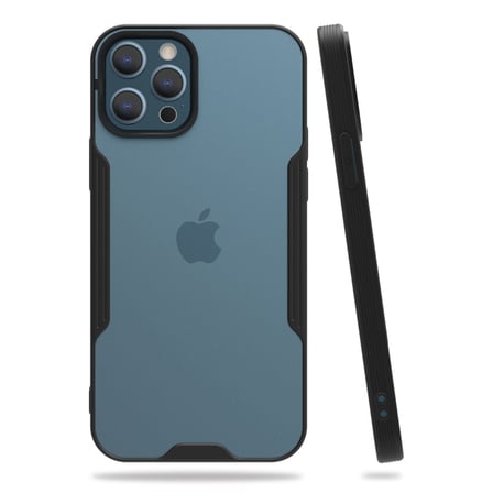 iPhone 12 Pro Max Kılıf Platin Silikon - Siyah bzsxx