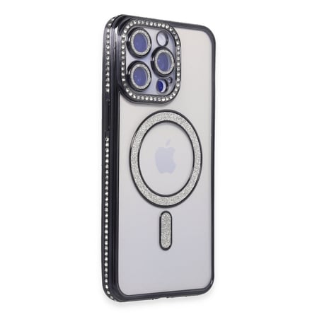 iPhone 15 Pro Kılıf Joke Simli Magneticsafe Kılıf - Siyah bzsxx