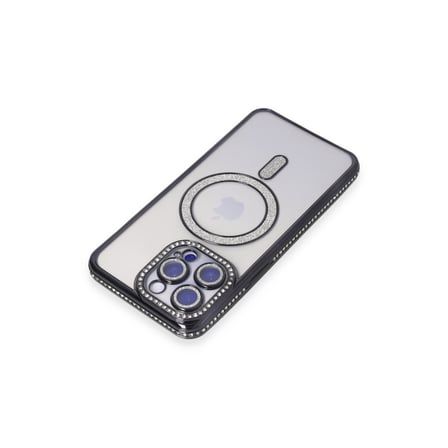 iPhone 15 Pro Kılıf Joke Simli Magneticsafe Kılıf - Siyah bzsxx