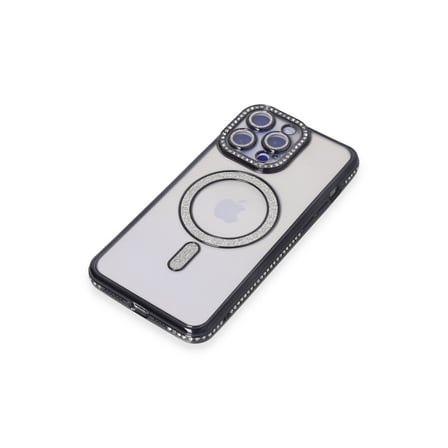 iPhone 15 Pro Kılıf Joke Simli Magneticsafe Kılıf - Siyah bzsxx
