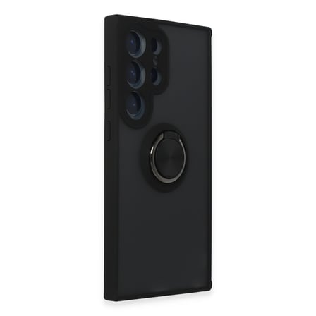 Galaxy S24 Ultra Kılıf Montreal Yüzüklü Silikon Kapak - Siyah bzsxx