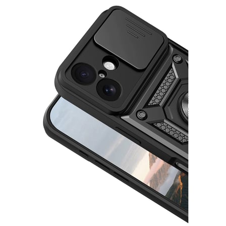 iPhone 17 Pars Lens Yüzüklü Silikon - Siyah bzsxx