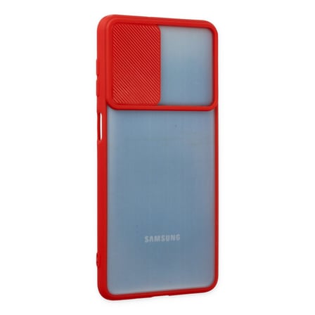 Galaxy M52 5G Kılıf Palm Buzlu Kamera Sürgülü Silikon - Kırmızı bzsxx