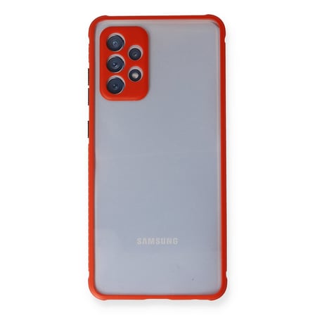 Galaxy A72 Kılıf Miami Şeffaf Silikon - Kırmızı bzsxx