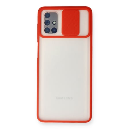 Galaxy M51 Kılıf Palm Buzlu Kamera Sürgülü Silikon - Kırmızı bzsxx