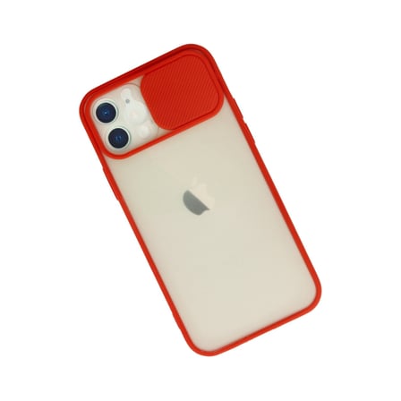 iPhone 12 Kılıf Palm Buzlu Kamera Sürgülü Silikon - Kırmızı bzsxx