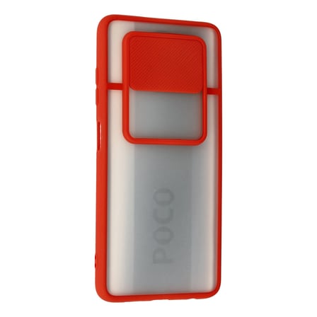 Pocophone X3 Kılıf Palm Buzlu Kamera Sürgülü Silikon - Kırmızı bzsxx
