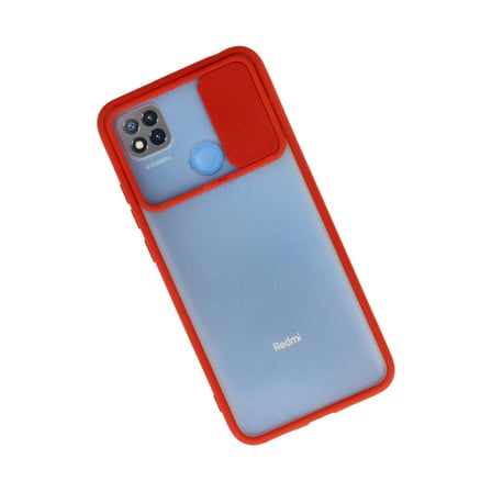 Redmi 9C Kılıf Palm Buzlu Kamera Sürgülü Silikon - Kırmızı bzsxx