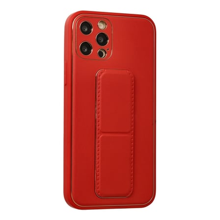 iPhone 12 Pro Kılıf Coco Deri Standlı Kapak - Kırmızı bzsxx