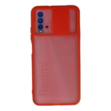 Redmi 9T Kılıf Palm Buzlu Kamera Sürgülü Silikon - Kırmızı bzsxx