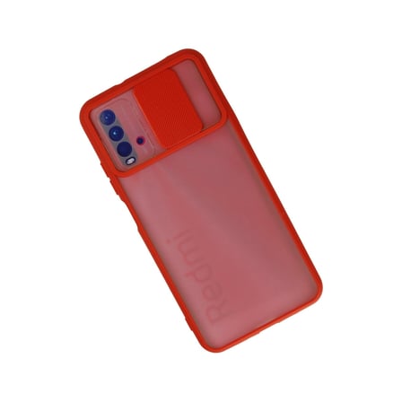 Redmi 9T Kılıf Palm Buzlu Kamera Sürgülü Silikon - Kırmızı bzsxx