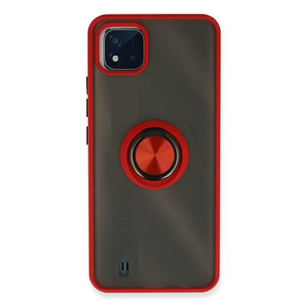 Realme C11 2021 Kılıf Montreal Yüzüklü Silikon Kapak - Kırmızı bzsxx