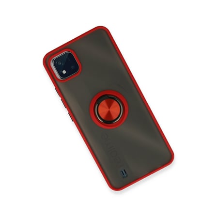 Realme C11 2021 Kılıf Montreal Yüzüklü Silikon Kapak - Kırmızı bzsxx