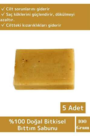 Doğal %100 Saf Özel Üretim Saç Cilt Vücut Kullanım Saç Dökülmesi Karşıtı Bıttım Sabunu 5 Adet