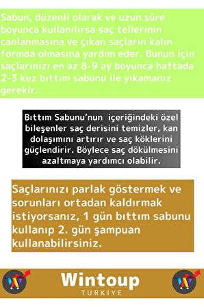 Doğal %100 Saf Özel Üretim Saç Cilt Vücut Kullanım Saç Dökülmesi Karşıtı Bıttım Sabunu 5 Adet