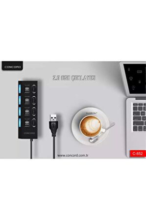 Concord C852 4 Port Çoğaltıcı 2.0 Usb Çevirici Çoklu Swıtch