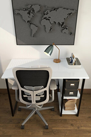 Metal Raflı Çalışma Masası