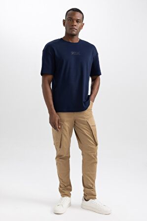DeFacto Comfort Regular Fit Rahat Kalıp Bisiklet Yaka Baskılı Kısa Kollu Ağır Kumaş Tişört A6394AX23AUNV251