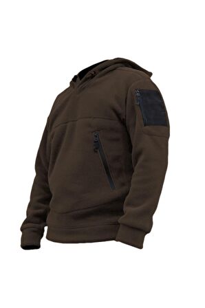 Genius Store Erkek Polar Outdoor Kapşonlu Kombat Tactical Cepli Polar