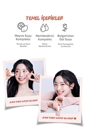 Doğal Görünüm Sunan Nemlendirici Likit Allık 9g. APIEU Juicy-Pang Water Blusher (BE01)
