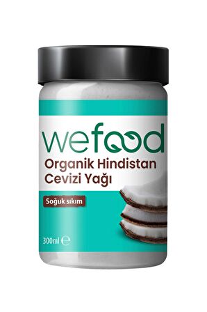 Wefood Organik Hindistan Cevizi Yağı 300 ml (Soğuk Sıkım)