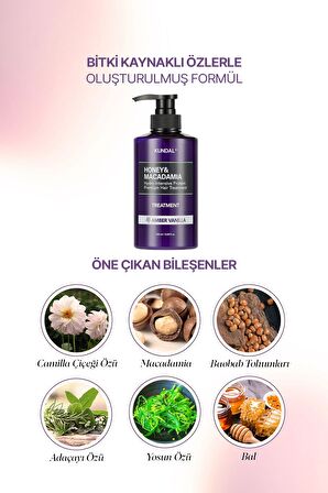 Protein Destekli Besleyici Saç Kremi Kundal Honey&Macadamia Protein Treatment 500ml (Amber Vanilla)