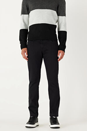 Erkek Siyah 360 Derece Her Yöne Esneyen Slim Fit Dar Kesim Pamuklu Rahat Pantolon